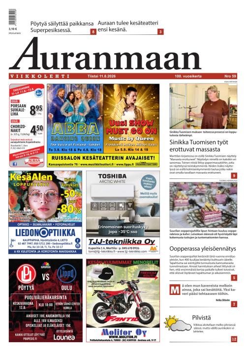 Auranmaan Viikkolehti 11.8.2026