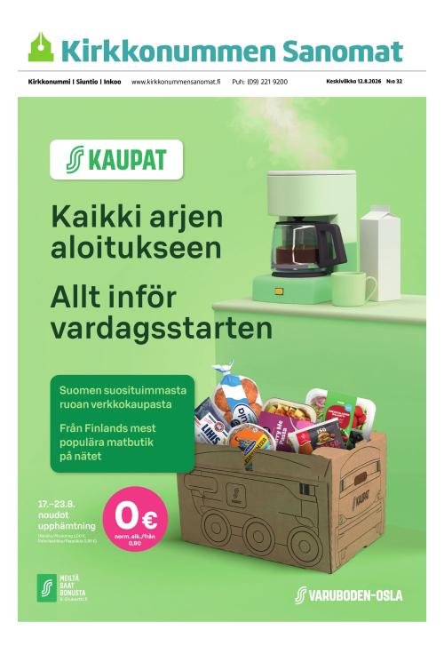Kirkkonummen Sanomat 12.8.2026