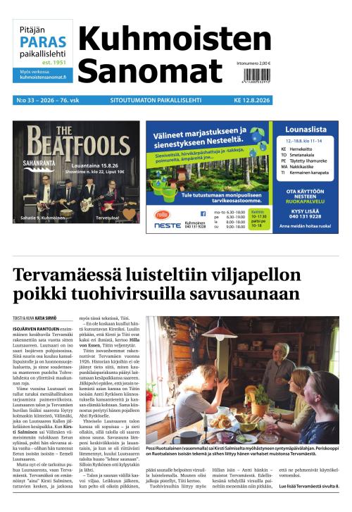 Kuhmoisten Sanomat 33/2026