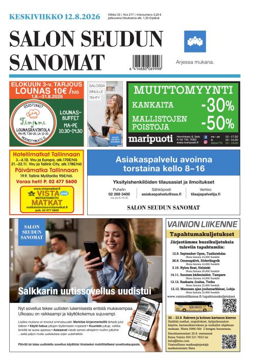 Salon Seudun Sanomat 12.8.2026