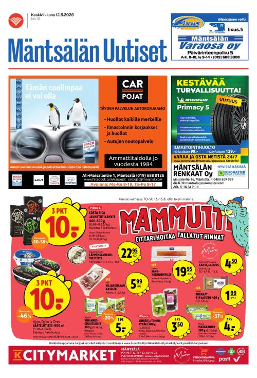 Mäntsälän Uutiset 12.8.2026