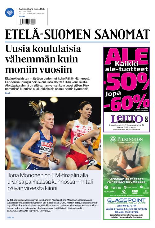 Etelä-Suomen Sanomat 12.8.2026