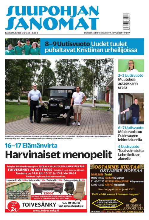 Suupohjan Sanomat 13.8.2026