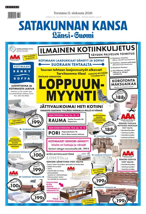 Satakunnan Kansa Länsi-Suomi 13.8.2026