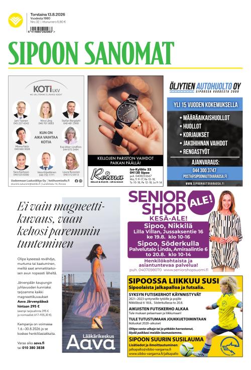 Sipoon Sanomat 13.8.2026