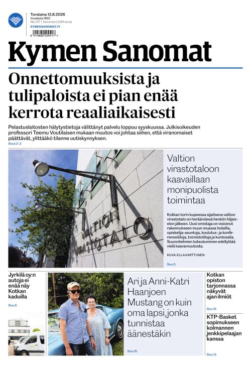 Kymen Sanomat 13.8.2026