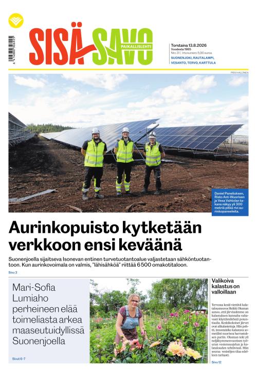 Paikallislehti Sisä-Savo 13.8.2026
