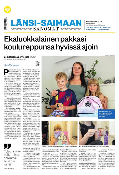 Länsi-Saimaan Sanomat 13.8.2026
