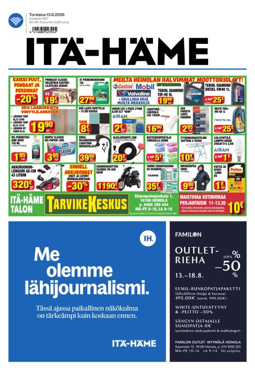 Itä-Häme 13.8.2026