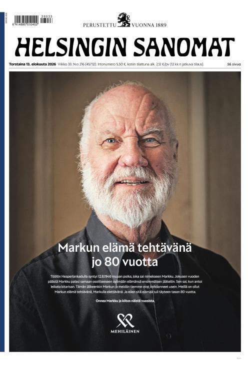 Helsingin Sanomat 13.8.2026