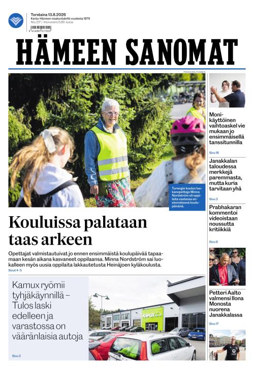 Hämeen Sanomat 13.8.2026