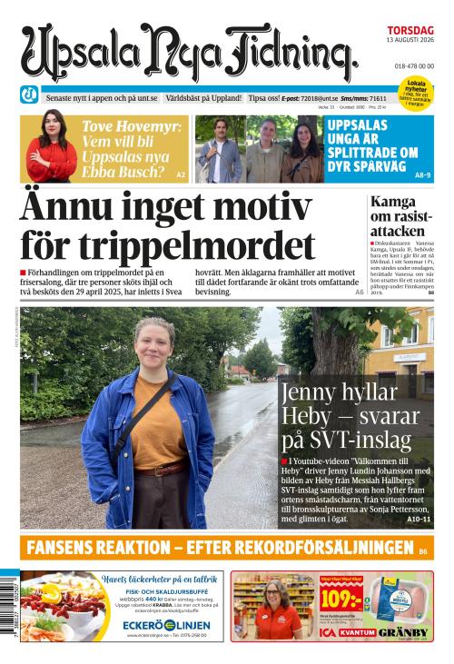 Upsala Nya Tidning 13.8.2026