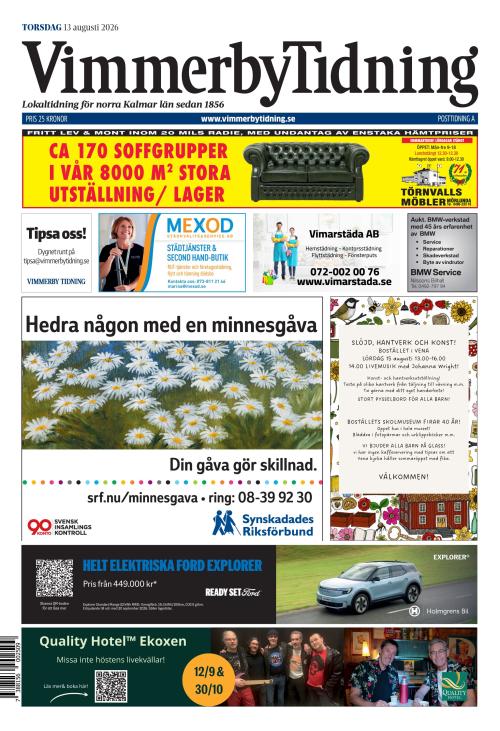 Vimmerby Tidning / Kinda-Posten 13.8.2026