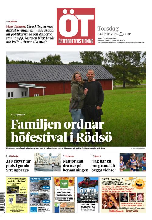 Österbottens Tidning 13.8.2026