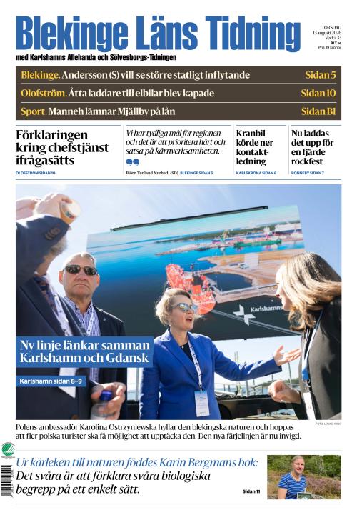 Blekinge Läns Tidning 13.8.2026