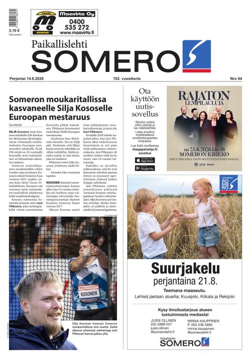 Paikallislehti Somero 14.8.2026