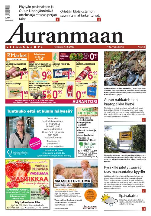 Auranmaan Viikkolehti 14.8.2026