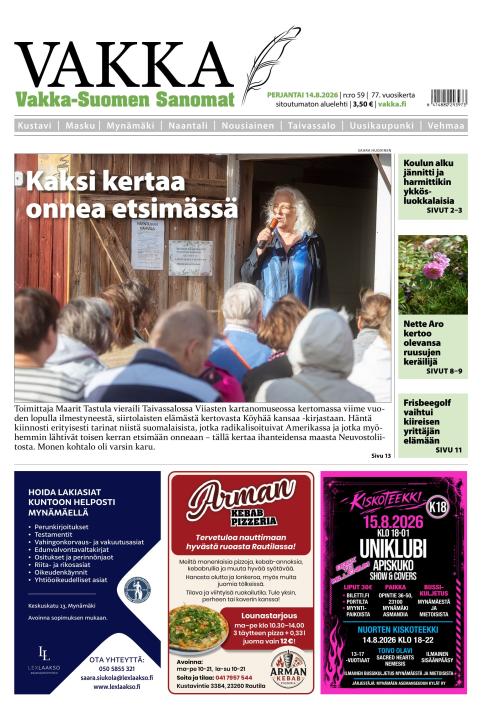 Vakka-Suomen Sanomat 14.8.2026