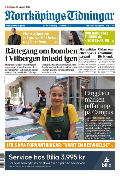 Norrköpings Tidningar 14.8.2026