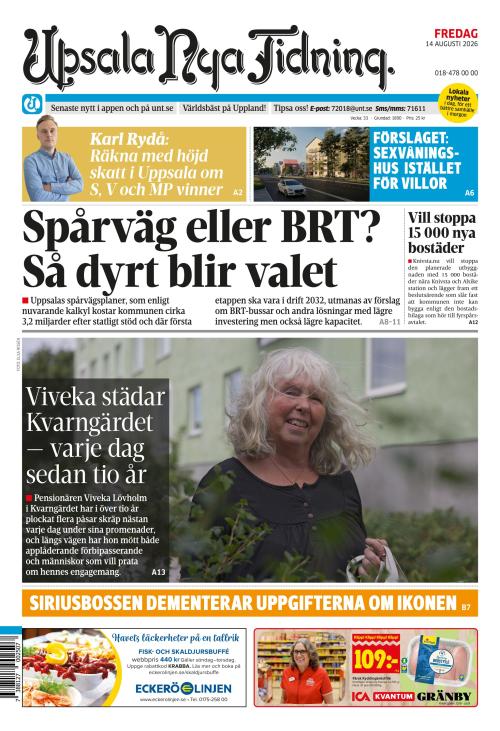 Upsala Nya Tidning 14.8.2026