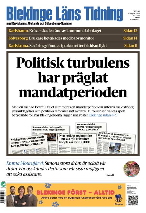 Blekinge Läns Tidning 14.8.2026