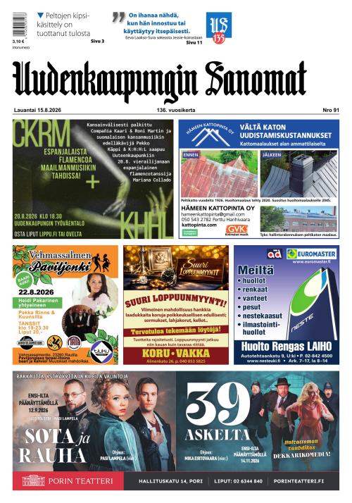 Uudenkaupungin Sanomat 15.8.2026