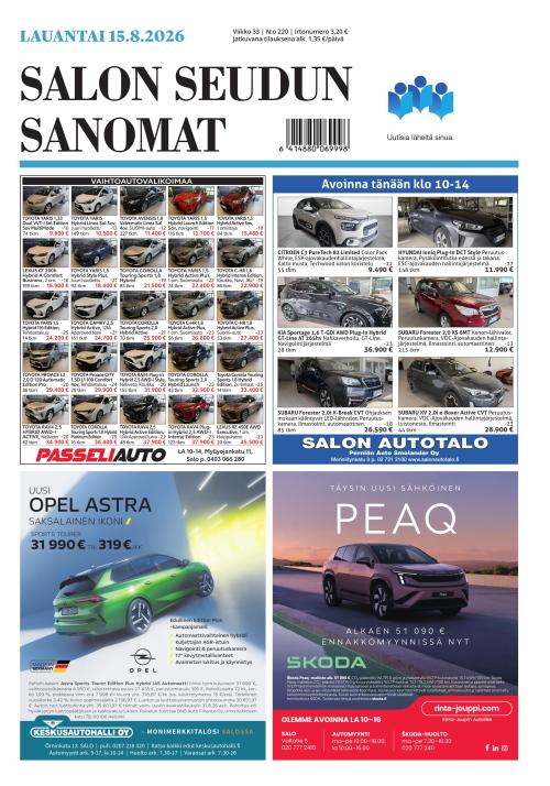 Salon Seudun Sanomat 15.8.2026