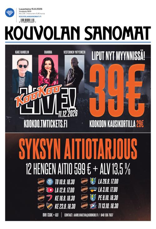 Kouvolan Sanomat 15.8.2026