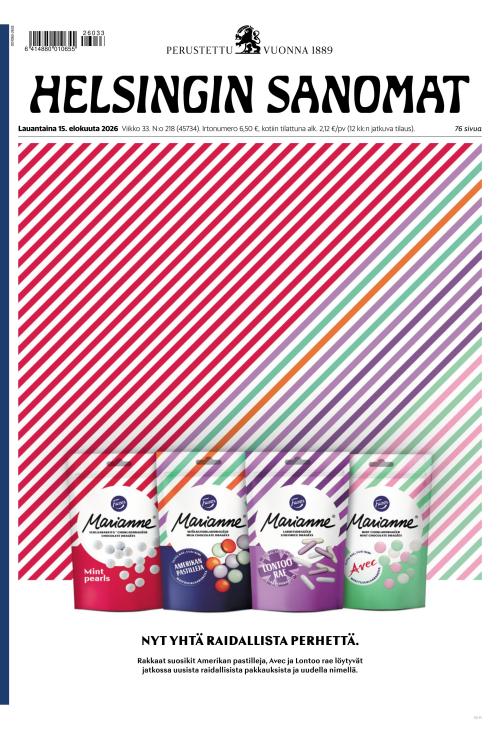 Helsingin Sanomat 15.8.2026