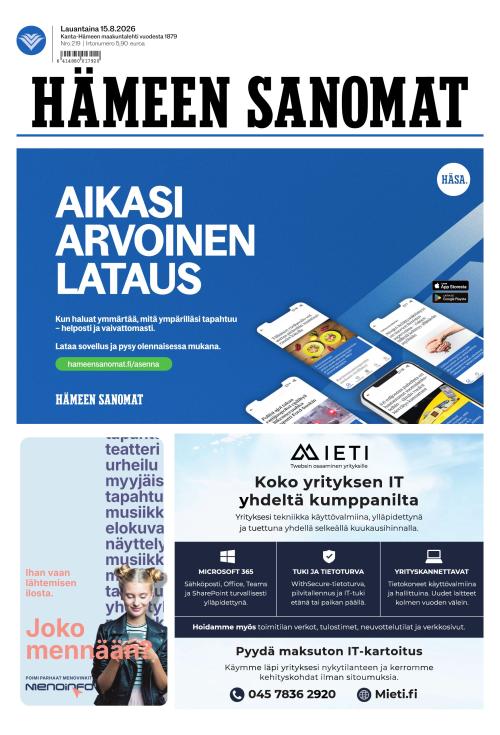 Hämeen Sanomat 15.8.2026