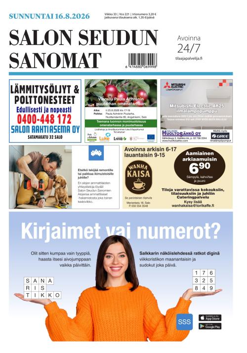 Salon Seudun Sanomat 16.8.2026