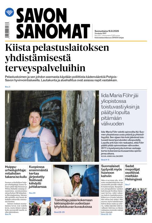 Savon Sanomat 16.8.2026