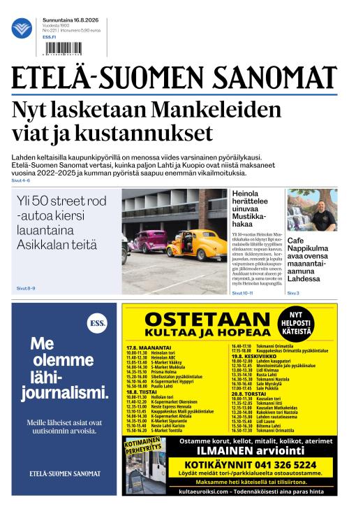 Etelä-Suomen Sanomat 16.8.2026
