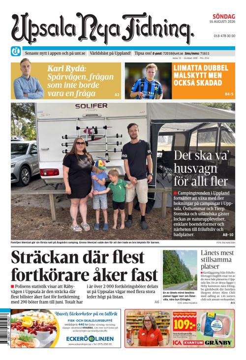Upsala Nya Tidning 16.8.2026