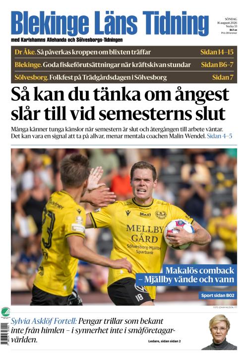 Blekinge Läns Tidning 16.8.2026