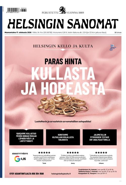 Helsingin Sanomat 17.8.2026
