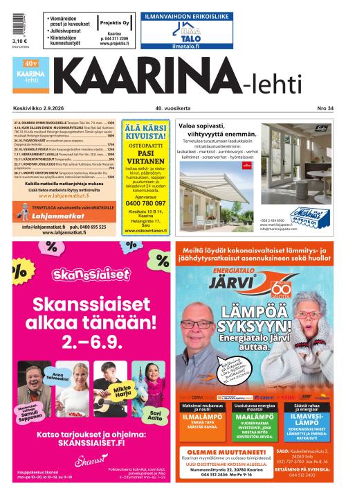 Kaarina-lehti 2.9.2026