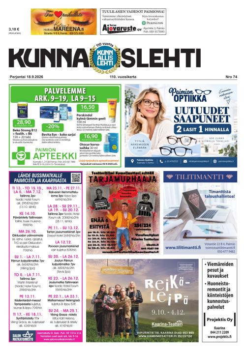 Kunnallislehti Paimio-Sauvo-Kaarina 18.9.2026