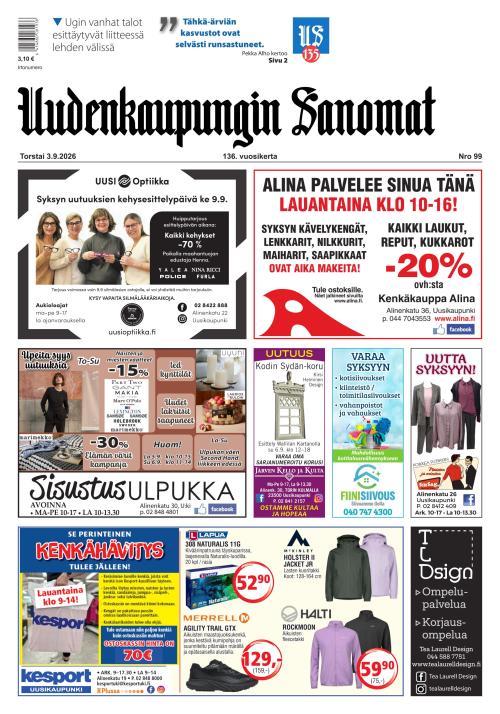 Uudenkaupungin Sanomat 3.9.2026