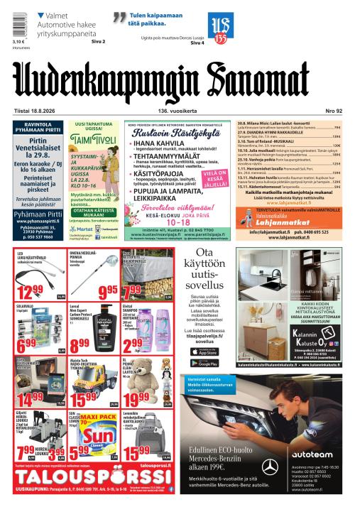 Uudenkaupungin Sanomat 18.8.2026