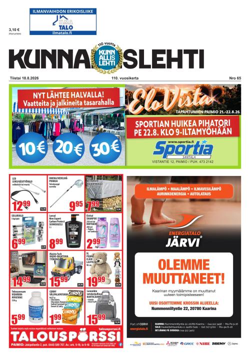 Kunnallislehti Paimio-Sauvo-Kaarina 18.8.2026