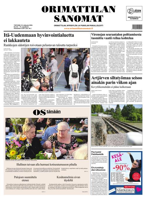 Orimattilan Sanomat 18.8.2026