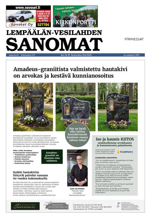 Lempäälän-Vesilahden Sanomat 19.8.2026