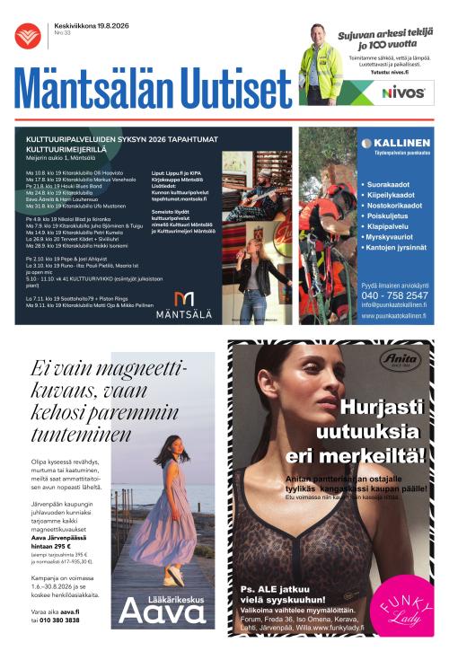 Mäntsälän Uutiset 19.8.2026