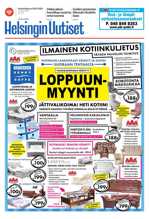 Helsingin Uutiset (Kaakko) & Kallio Lehti 19.8.2026