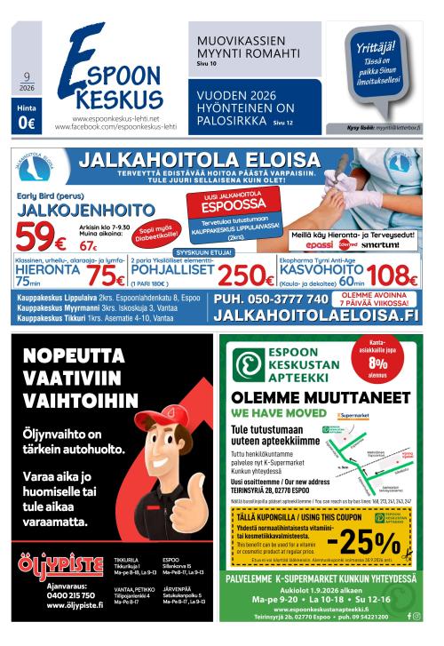Espoon keskus -lehti 20.8.2026