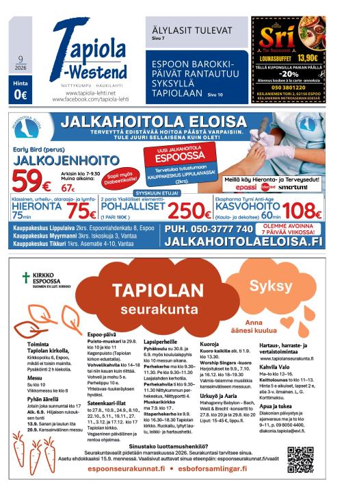 Tapiola-Westend 20.8.2026