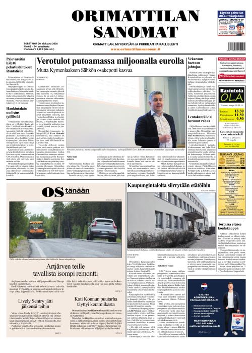 Orimattilan Sanomat 20.8.2026