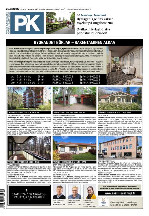 Paraisten kuulutukset 20.8.2026