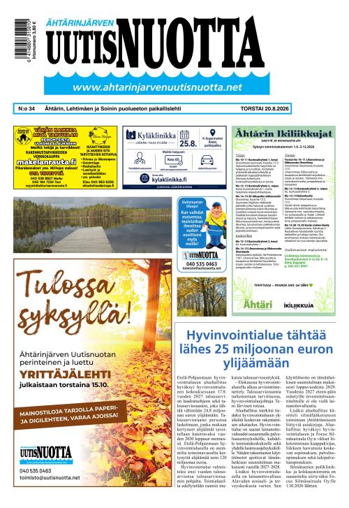 Ähtärinjärven Uutisnuotta 20.8.2026